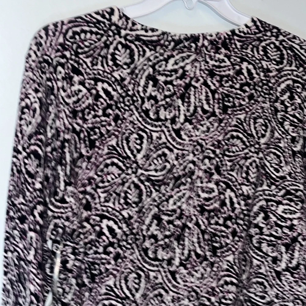 NWT Madison Lightweight Cardigan Sweater Plum White Floral Leaf Boho Print Sz XL - Picture 9 of 11